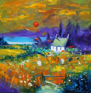 Harvest Moon and Beehives Isle of Gigha 24x24